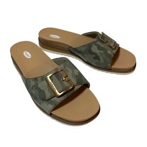 Dr Scholls Originalist 2 Slides Buckle Sandal Camo Size 9.5 Slip On Comfort Flat